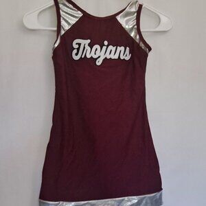BP Designs. Maroon and silver cheer dress / costume. Size youth medium.